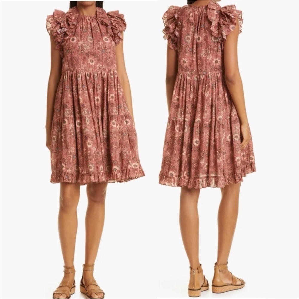 Ulla Johnson Dress Rosebud Print Bohemian Wedding Guest Autumn Fall Party NEW